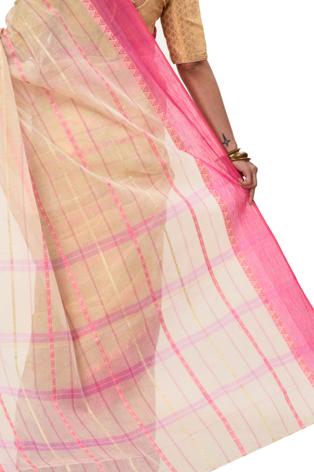 Pink Pure Cotton Boysko Tant Saree (429)